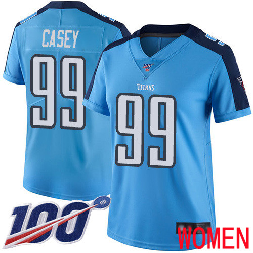 Tennessee Titans Limited Light Blue Women Jurrell Casey Jersey NFL Football #99 100th Season Rush Vapor Untouchable->women nfl jersey->Women Jersey
